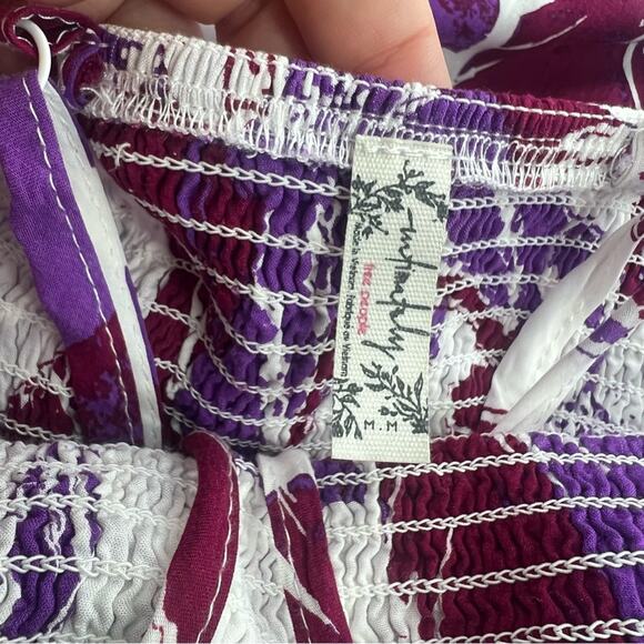 Free People Intimately Heat Wave Smocked floral
Maxi Dress purple ruffle sz M - Picture 5 of 7